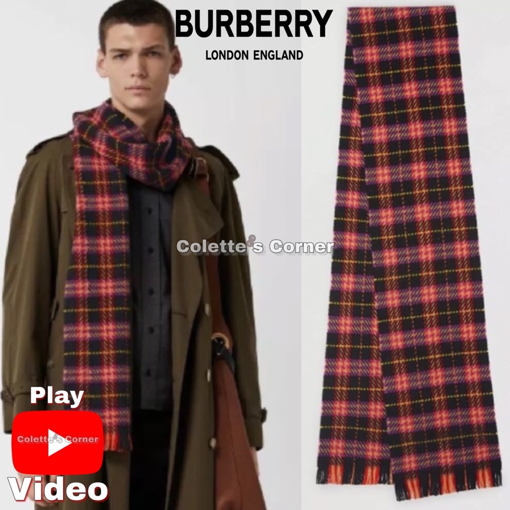 💼 Burberry Multicolor Check Scarf Merino Wool